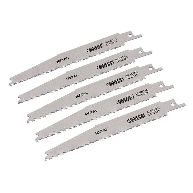 Draper 38755 Bi-metal Reciprocating Saw Blades for Metal Cutting, 150mm, 8-14tpi (Pack of 5)