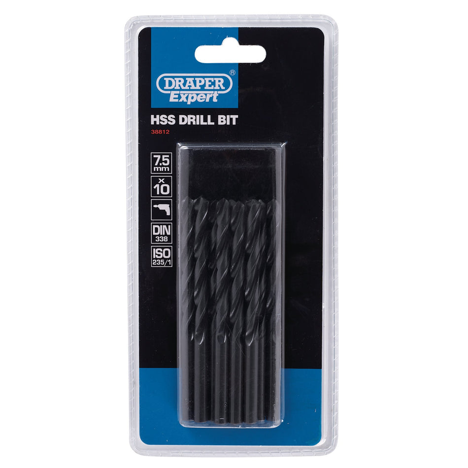 Draper 38812 HSS Drill Bit, 7.5mm (Pack of 10)