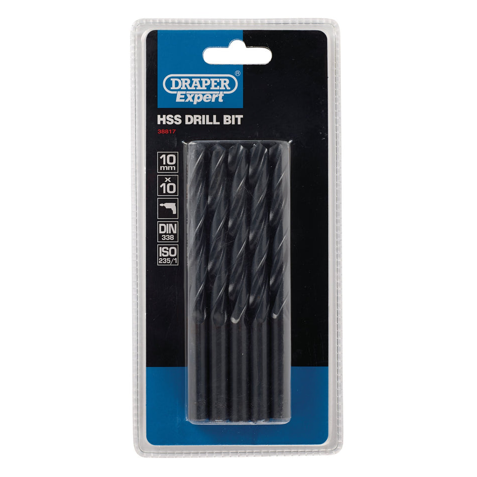 Draper 38817 HSS Drill Bit, 10.0mm (Pack of 10)