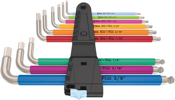 Wera 05022860001 3950/9 Hex-Plus Multicolour Imperial Stainless 1, imperial, stainless steel, 9 pieces