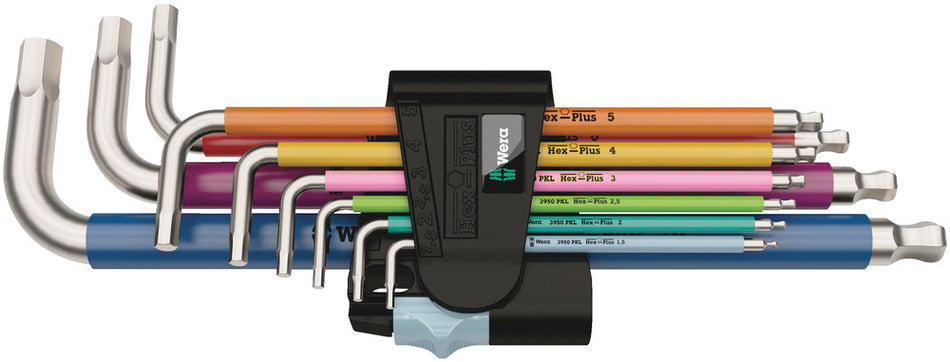 Wera 05022669001 3950/9 Hex-Plus Multicolour Stainless 1 L-key set, metric, stainless, 9 pieces