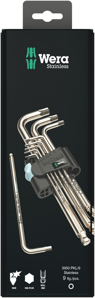 Wera 05073544001 3950/9 Hex-Plus Stainless 1 SB L-key set, metric, stainless, 9 pieces