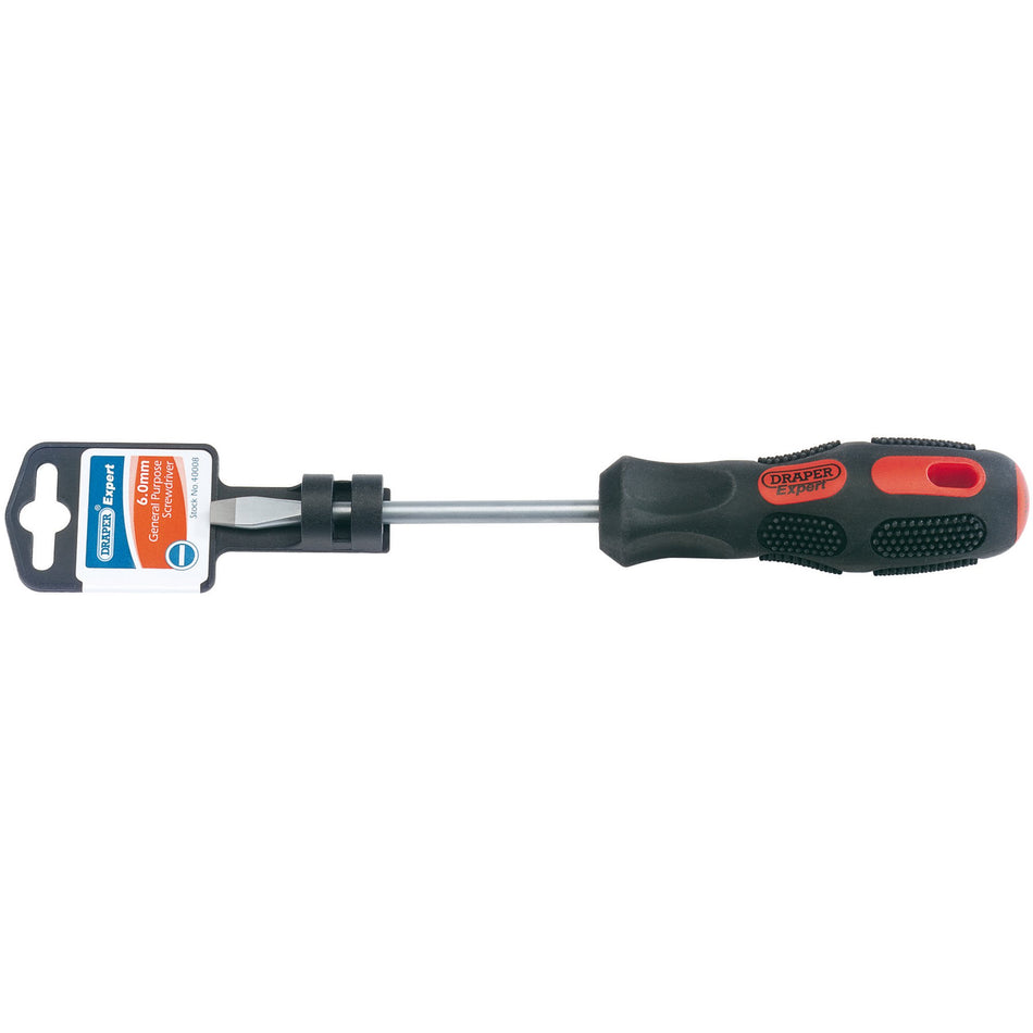 Draper 40008 Plain Slot Flared Tip Screwdriver, 6 x 100mm