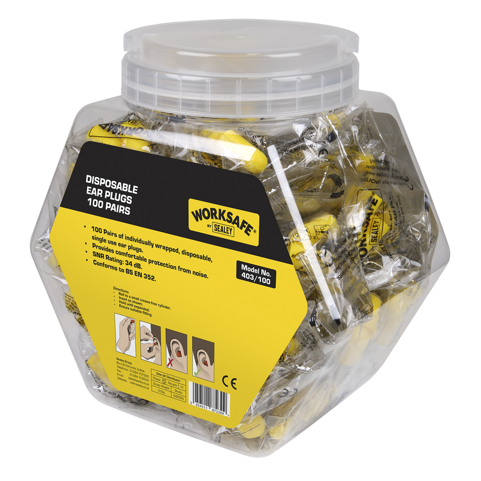 Sealey 403/100 Disposable Ear Plugs - 100 Pairs