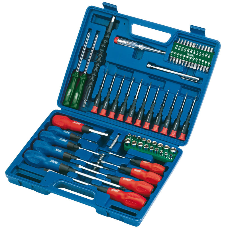 Draper 40850 Screwdriver, Socket and Bit Set, Blue (70 Piece)