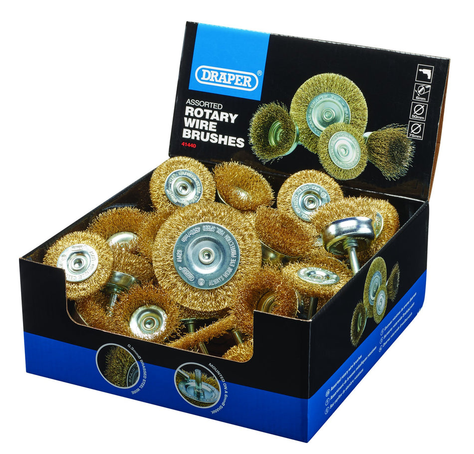 Draper 41440 Countertop Display of Cup and Rotary Wire Brushes