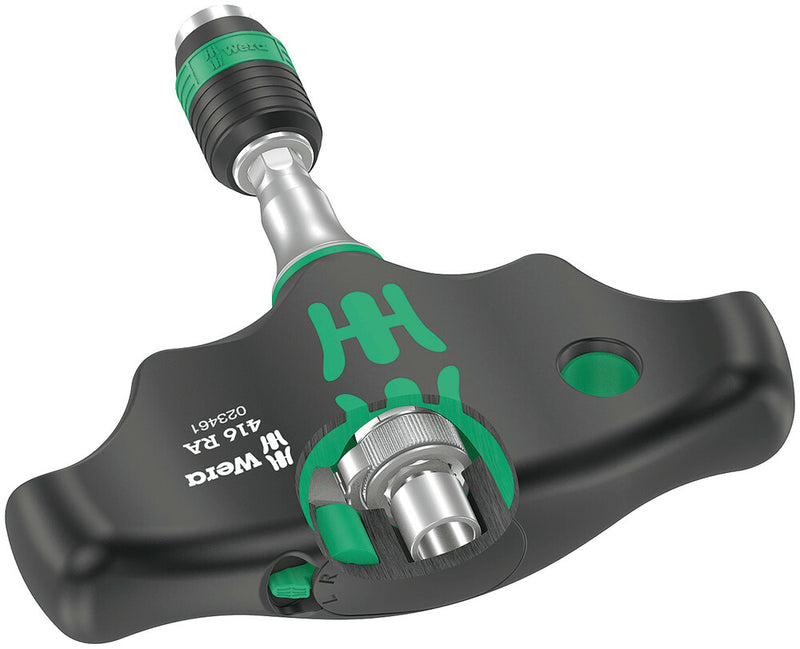 Wera 05023461001 416 RA T-handle bitholding screwdriver with ratchet function and Rapidaptor quick-release chuck, 1/4 x 45 mm