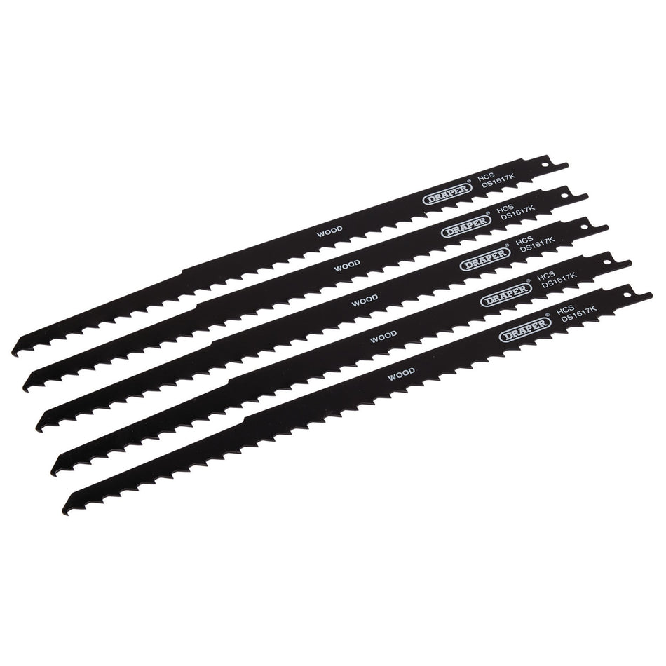 Draper 42615 Reciprocating Saw Blades for Pruning & Coarse Wood & Plastic Cutting, 300mm, 3tpi (Pack of 5)