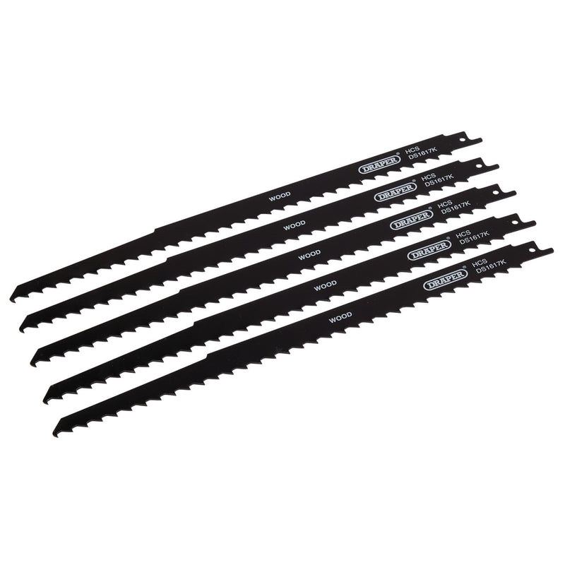 Draper 42615 Reciprocating Saw Blades for Pruning & Coarse Wood & Plastic Cutting, 300mm, 3tpi (Pack of 5)