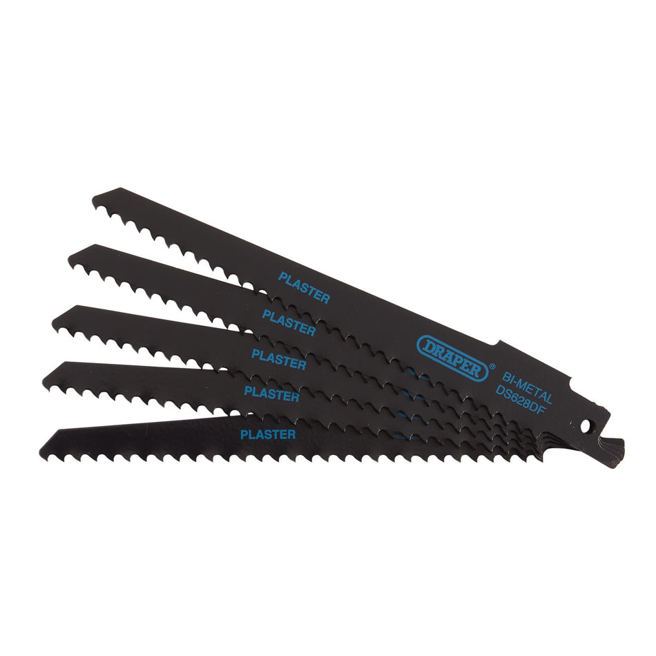 Draper 43426 Bi-metal Reciprocating Saw Blades for Plaster Cutting, 150mm, 6tpi (Pack of 5)