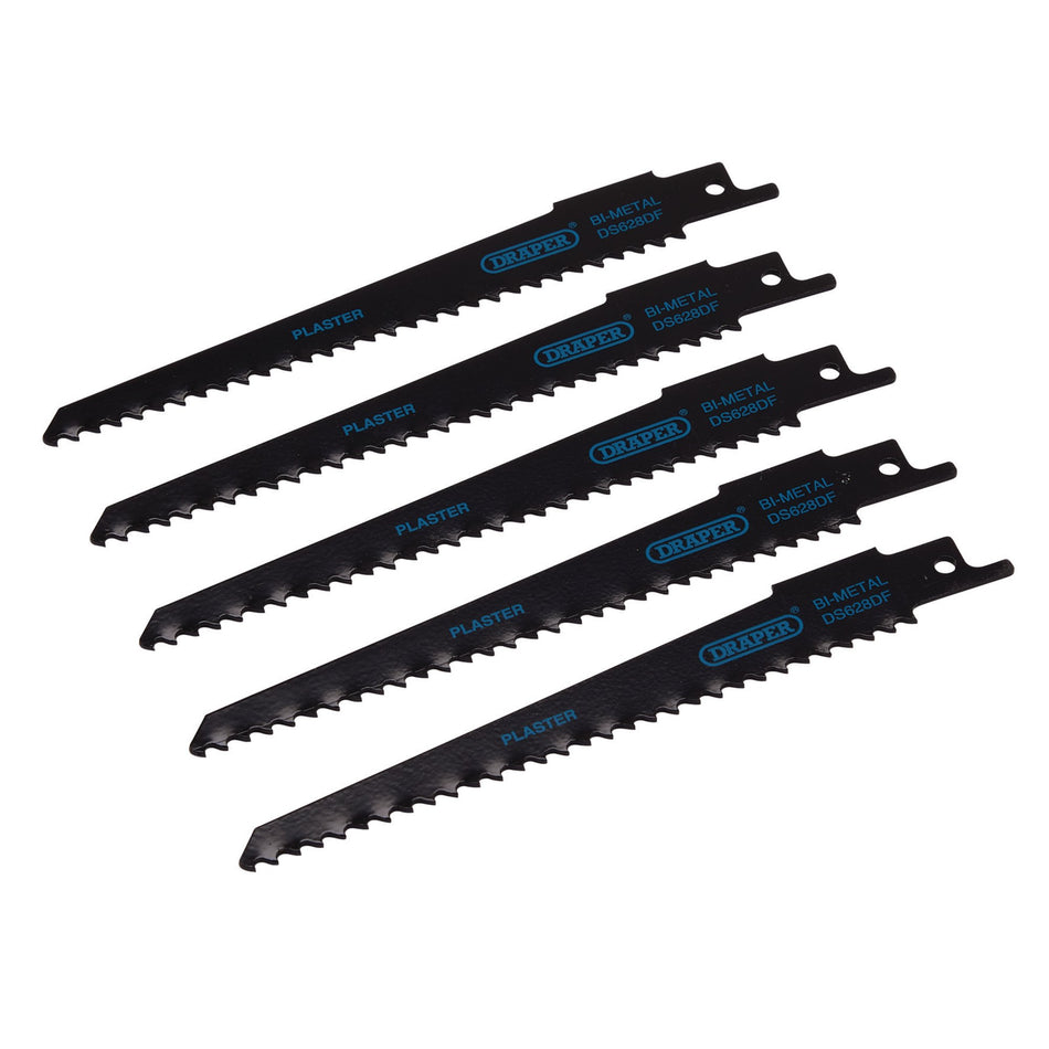 Draper 43426 Bi-metal Reciprocating Saw Blades for Plaster Cutting, 150mm, 6tpi (Pack of 5)