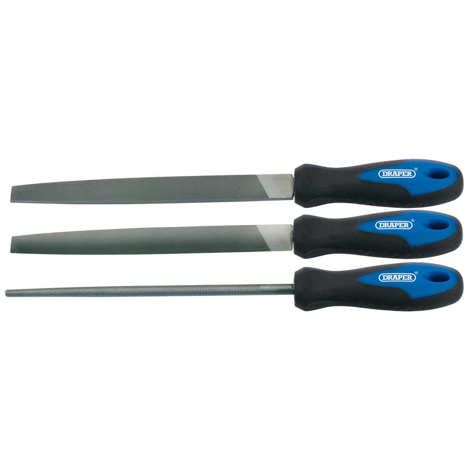 Draper 44963 Soft Grip Engineer's File Set, 200mm (3 Piece)