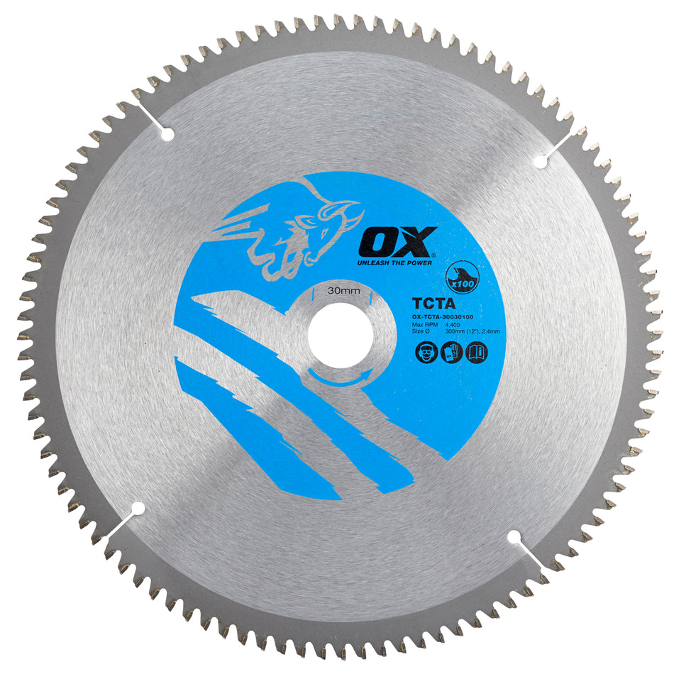 OX Tools OX-TCTA-30030100 Alu/Plastic/Laminate Cutting Circular Saw Blade 300/30mm, 100 Teeth TCG