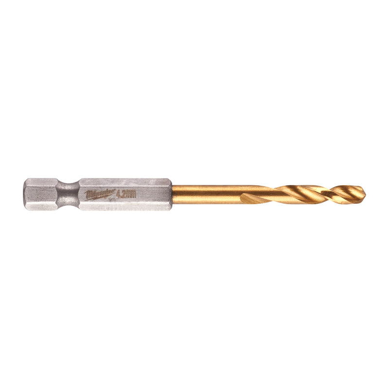 Milwaukee 48894709 Red Hex HSS-G Tin. Shockwave Drill Bit 4.2 x 74 mm