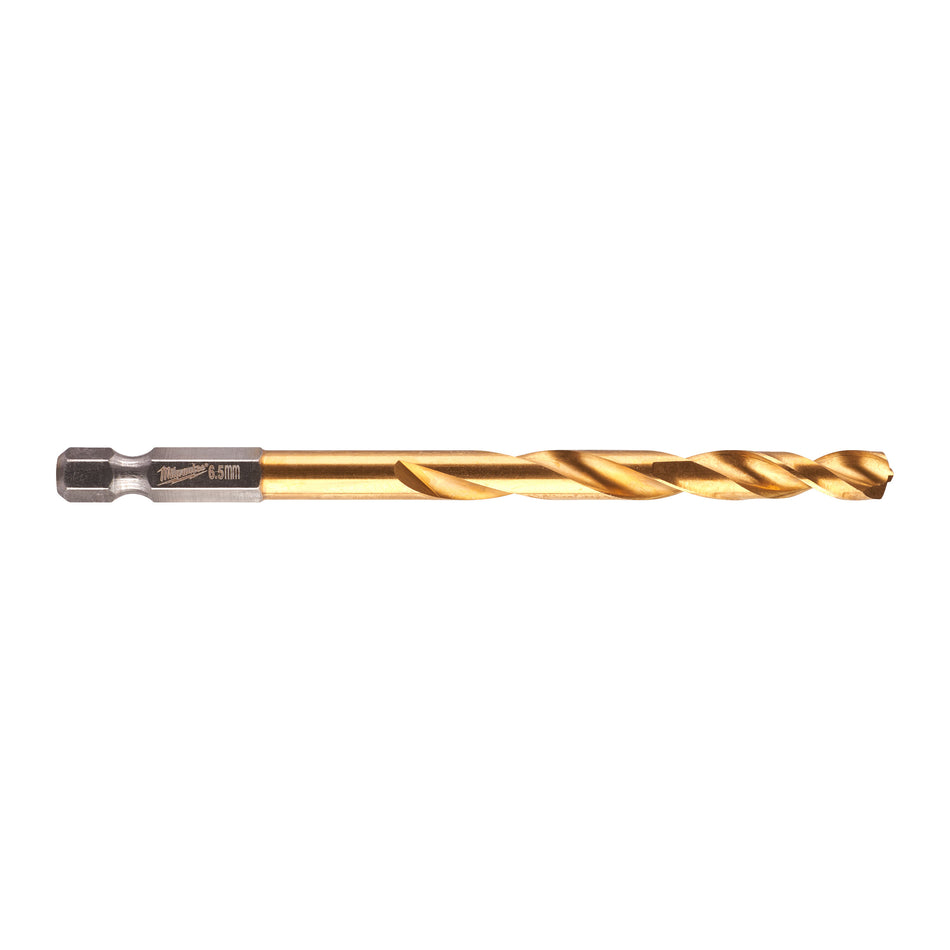 Milwaukee 48894715 Red Hex HSS-G Tin. Shockwave Drill Bit 6.5 x 107 mm
