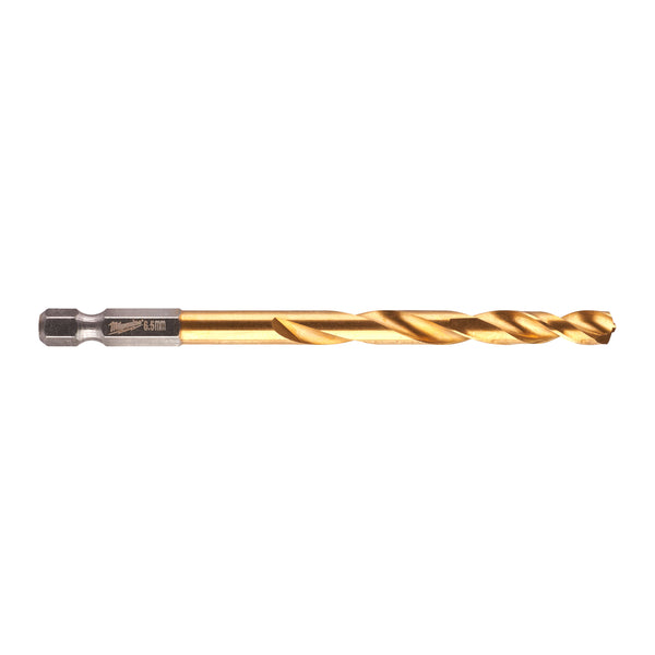 Milwaukee 48894715 Red Hex HSS-G Tin. Shockwave Drill Bit 6.5 x 107 mm