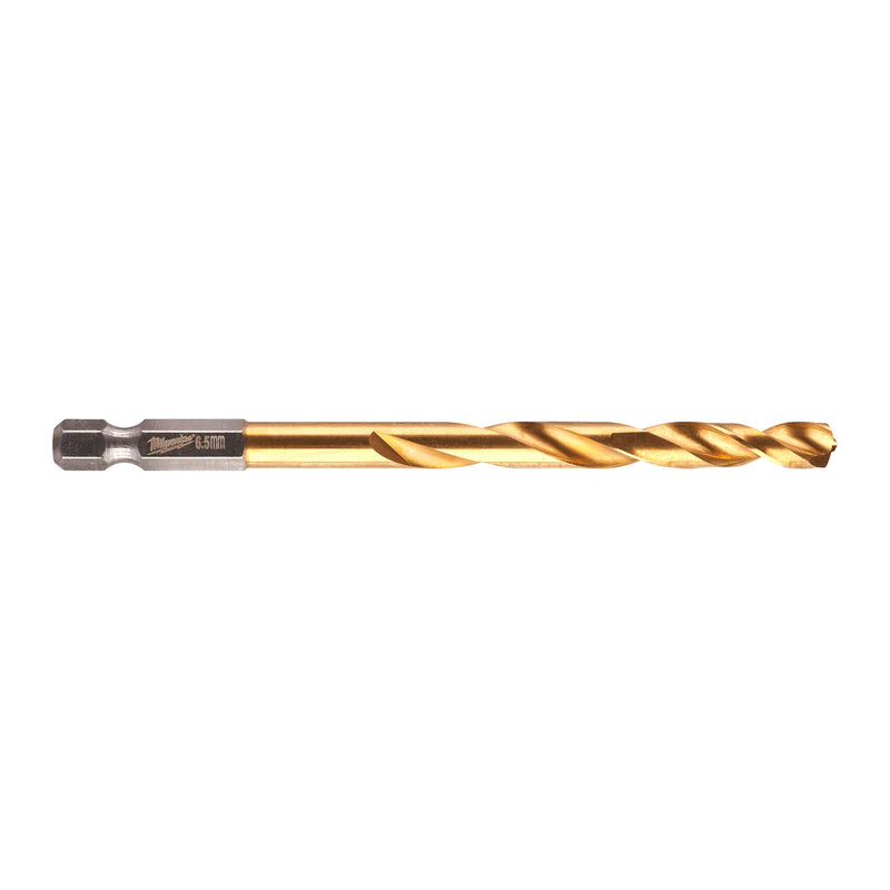 Milwaukee 48894715 Red Hex HSS-G Tin. Shockwave Drill Bit 6.5 x 107 mm