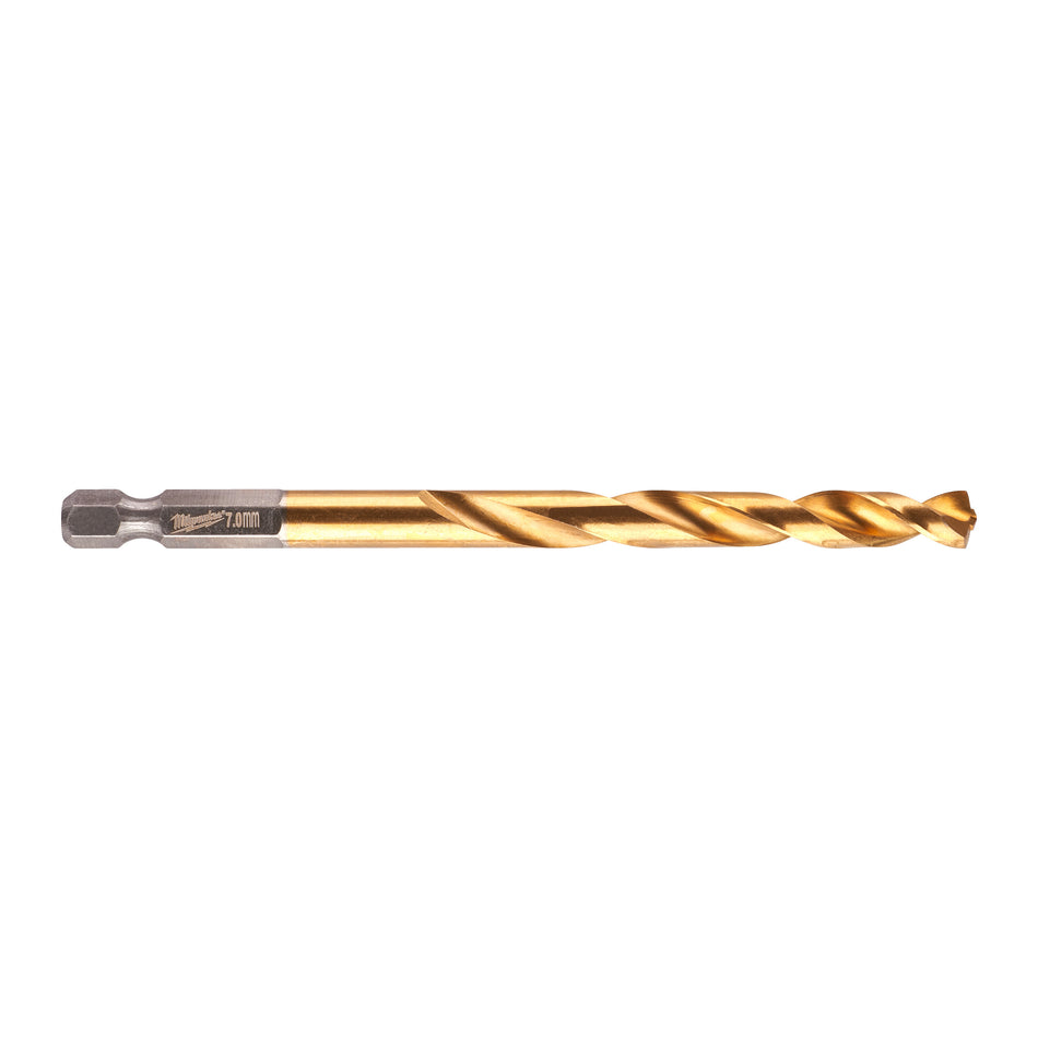 Milwaukee 48894717 Red Hex HSS-G Tin. Shockwave Drill Bit 7 x 109 mm