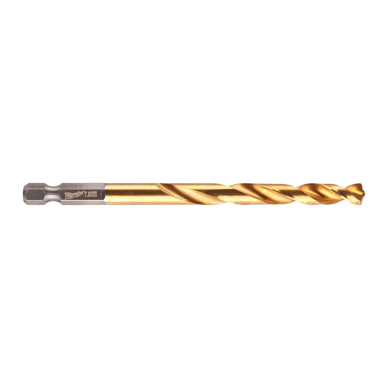 Milwaukee 48894717 Red Hex HSS-G Tin. Shockwave Drill Bit 7 x 109 mm