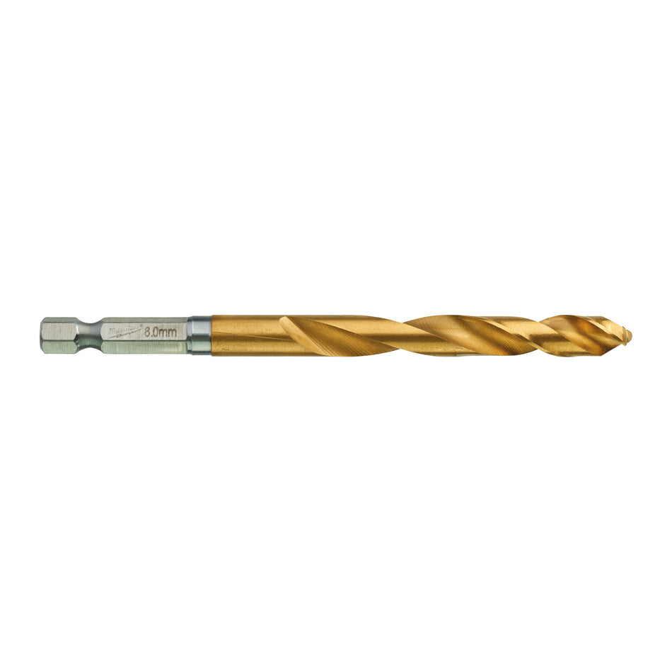 Milwaukee 48894719 Red Hex HSS-G Tin. Shockwave Drill Bit 8 x 111 mm