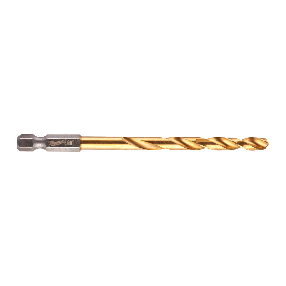 Milwaukee 48894764 Red Hex HSS-G Tin. Shockwave Drill Bit 5.5 x 104 mm