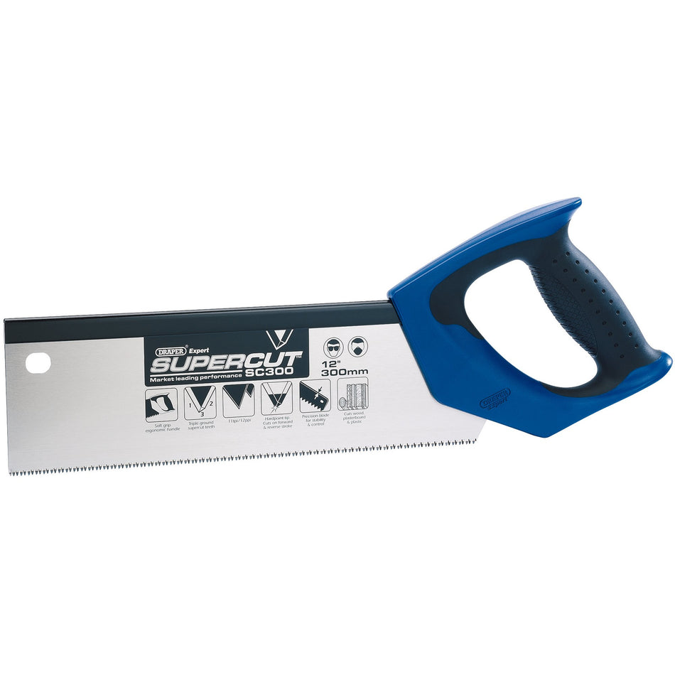 Draper 49280 Supercut® Soft Grip Hardpoint Tenon Saw, 300mm/12", 11tpi/12ppi