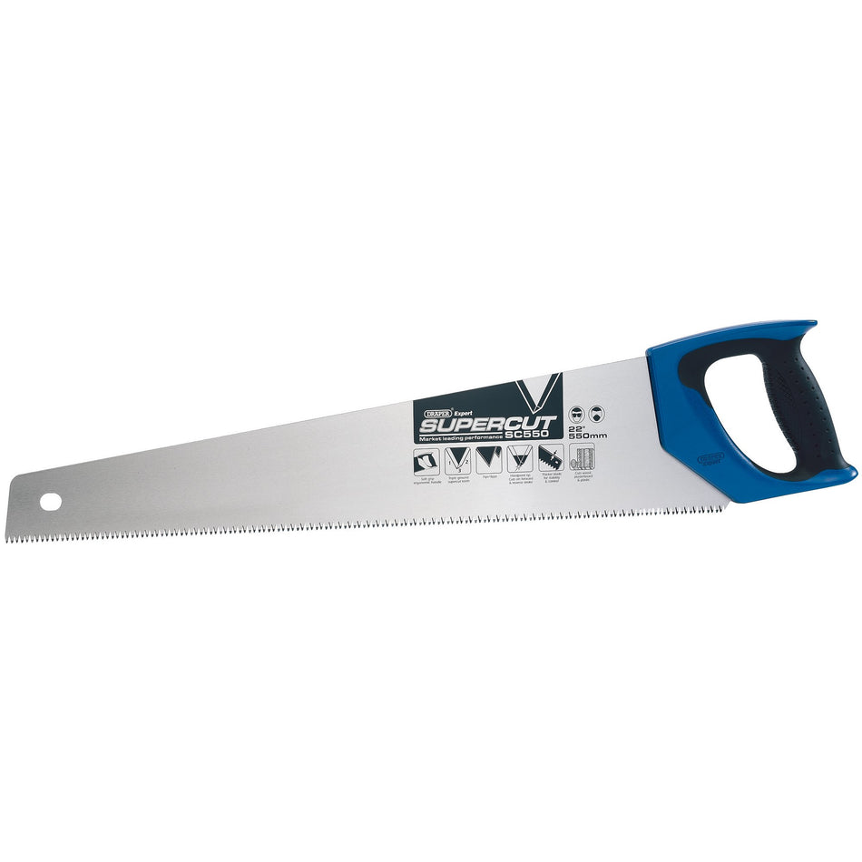Draper 49286 Supercut® Soft Grip Hardpoint Handsaw, 550mm/22", 7tpi/8ppi