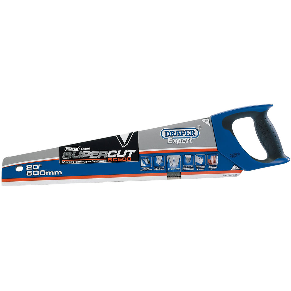 Draper 49288 Supercut® Soft Grip Hardpoint Handsaw, 500mm/20", 11tpi/12ppi