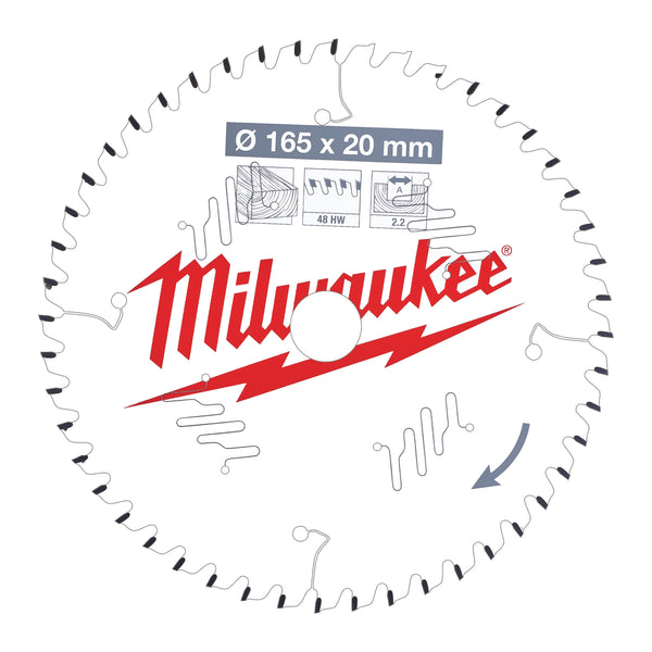 Milwaukee 4932471295 Circular Saw blade P W 165X20X2.2X48ATB-1pc