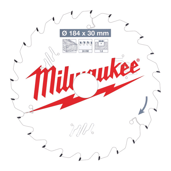 Milwaukee 4932471297 Circular Saw blade P W 184X30X1.6X24ATB-1pc