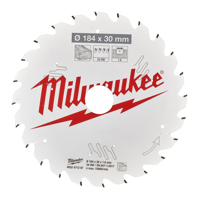 Milwaukee 4932471297 Circular Saw blade P W 184X30X1.6X24ATB-1pc