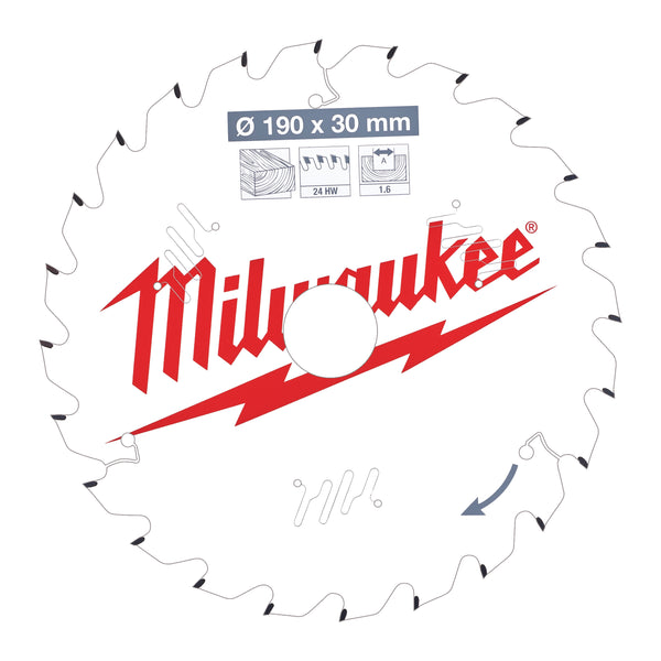 Milwaukee 4932471300 Circular Saw blade P W 190X30X1.6X24ATB-1pc