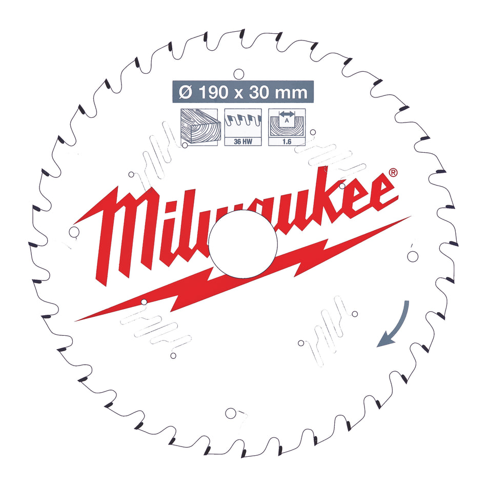 Milwaukee 4932471301 Circular Saw blade P W 190X30X1.6X36ATB-1pc