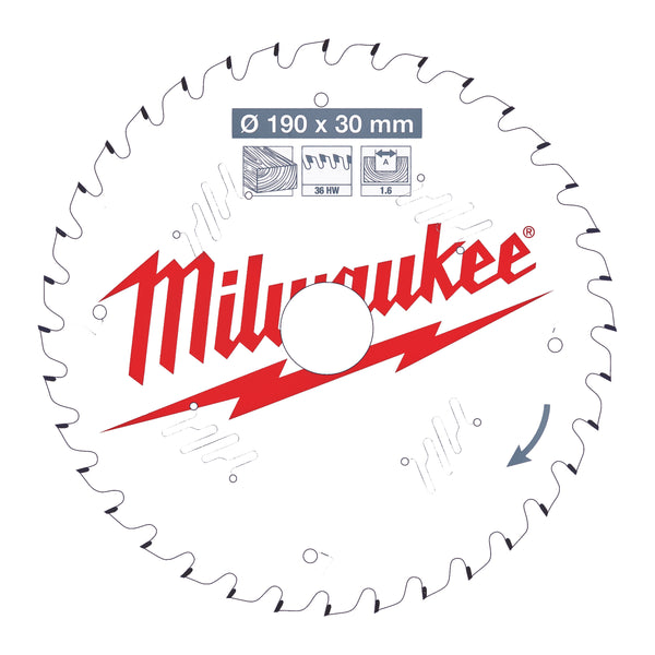 Milwaukee 4932471301 Circular Saw blade P W 190X30X1.6X36ATB-1pc