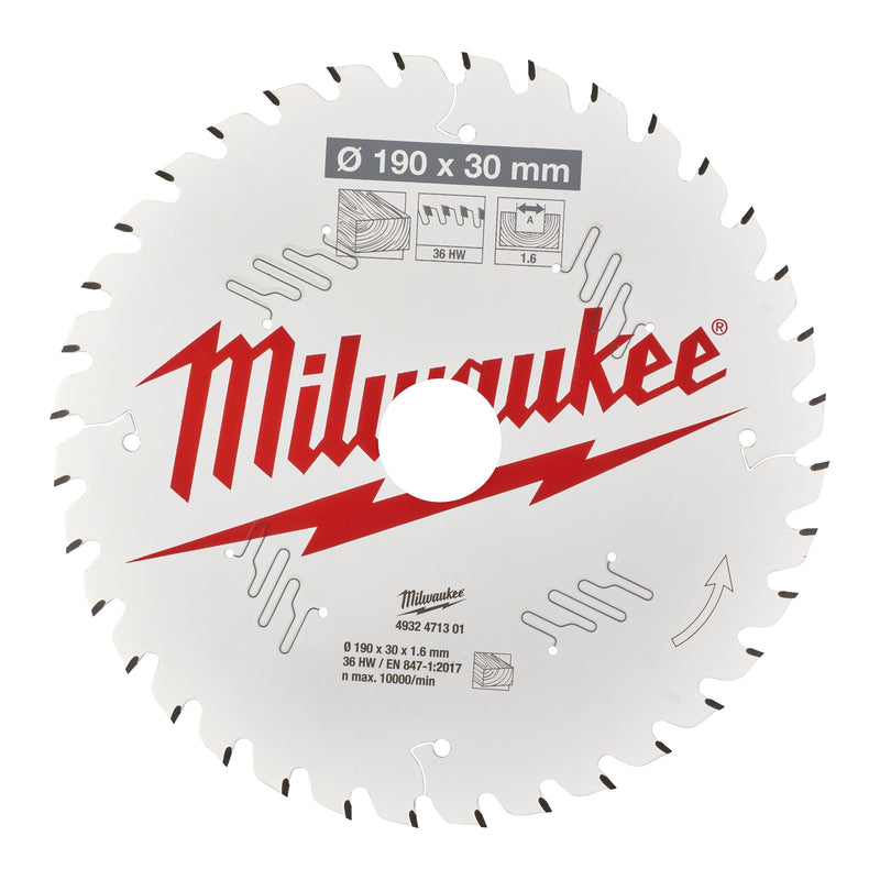 Milwaukee 4932471301 Circular Saw blade P W 190X30X1.6X36ATB-1pc