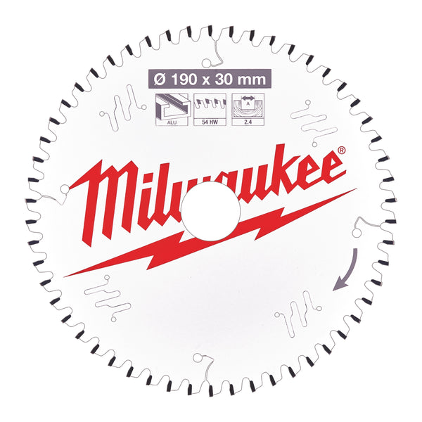 Milwaukee 4932471303 Circular Saw blade P ALU 190X30X2.4X54TFN-1pc
