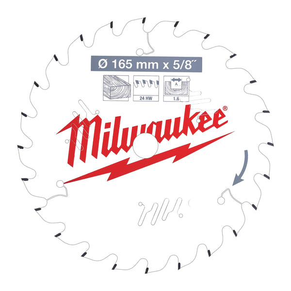 Milwaukee 4932471311 Circular Saw blade P W 165X15.87X1.6X24ATB-1pc
