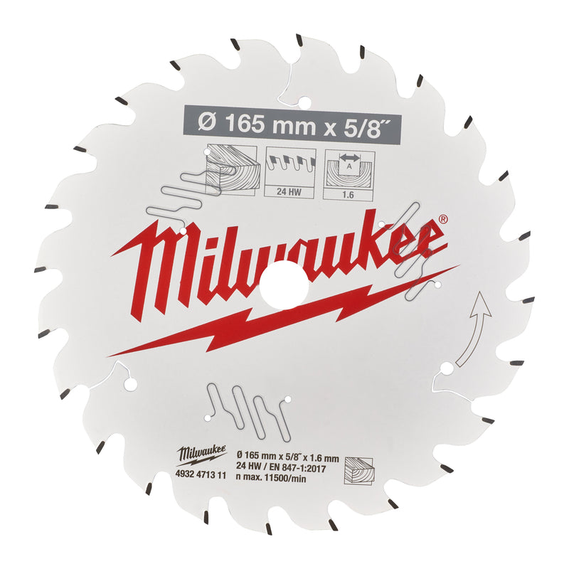 Milwaukee 4932471311 Circular Saw blade P W 165X15.87X1.6X24ATB-1pc