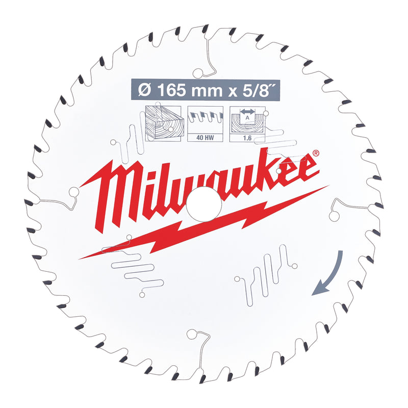 Milwaukee 4932471312 Circular Saw blade P W 165X15.87X1.6X40ATB-1pc