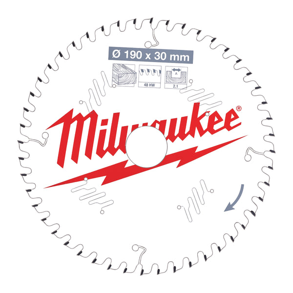 Milwaukee 4932471380 Circular Saw blade P W 190X30X2.1X48ATB-1pc