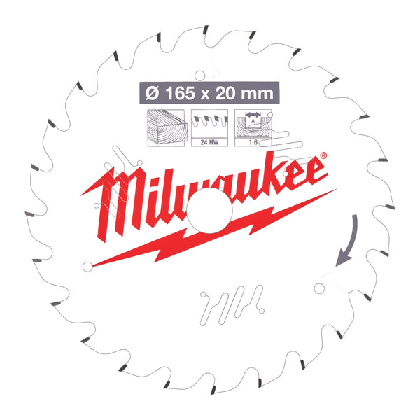 Milwaukee 4932471931 Circular Saw blade P W 165x20x1.6x24ATB-1pc