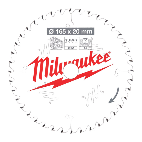 Milwaukee 4932471932 Circular Saw blade P W 165x20x1.6x40ATB-1pc