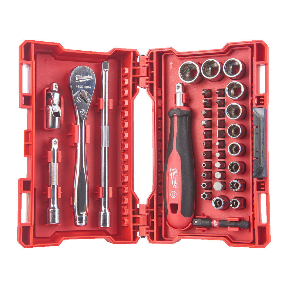 Milwaukee 4932479096 1/4" Ratchet Driver & 38pc Socket Set