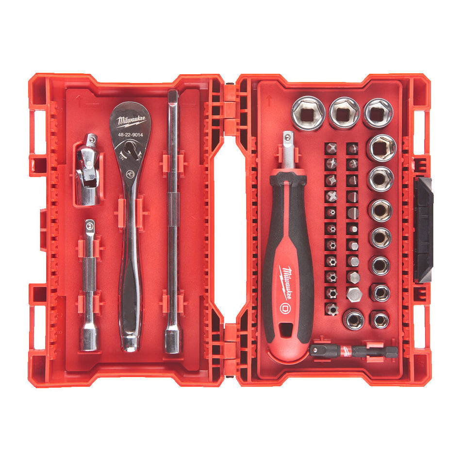 Milwaukee 4932479096 1/4" Ratchet Driver & 38pc Socket Set
