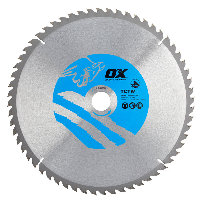 OX Tools OX-TCTW-3003060 Wood Cutting Circular Saw Blade 300/30mm, 60 Teeth ATB