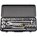 Draper 50650 Elora Metric and Imperial Socket Set, 1/2" Sq. Dr. (28 Piece)