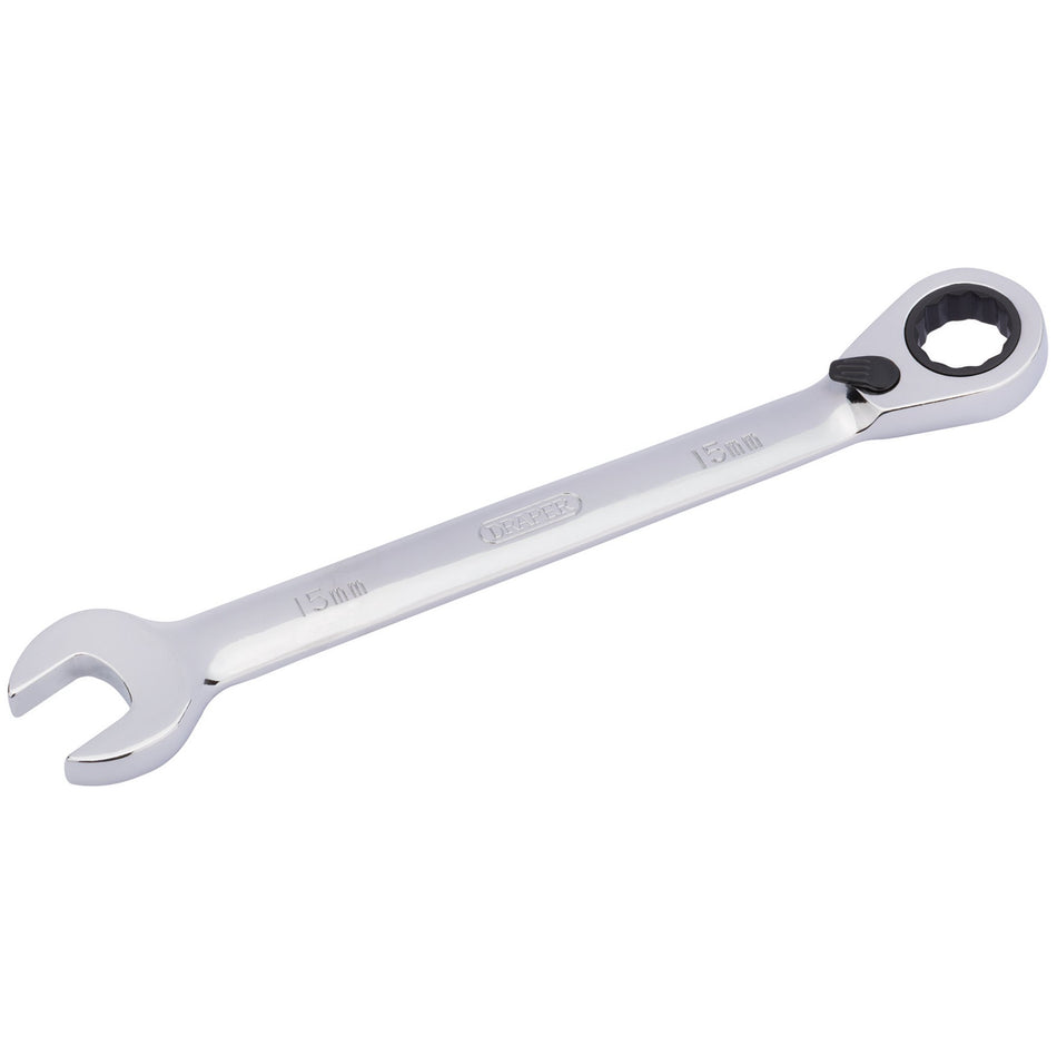Draper 52003 Draper HI-TORQ® Metric Reversible Ratcheting Combination Spanner, 15mm