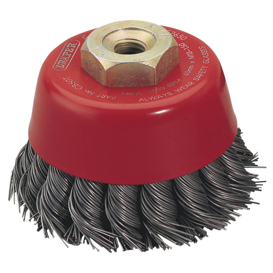 Draper 52630 Twist Knot Wire Cup Brush, 60mm, M10