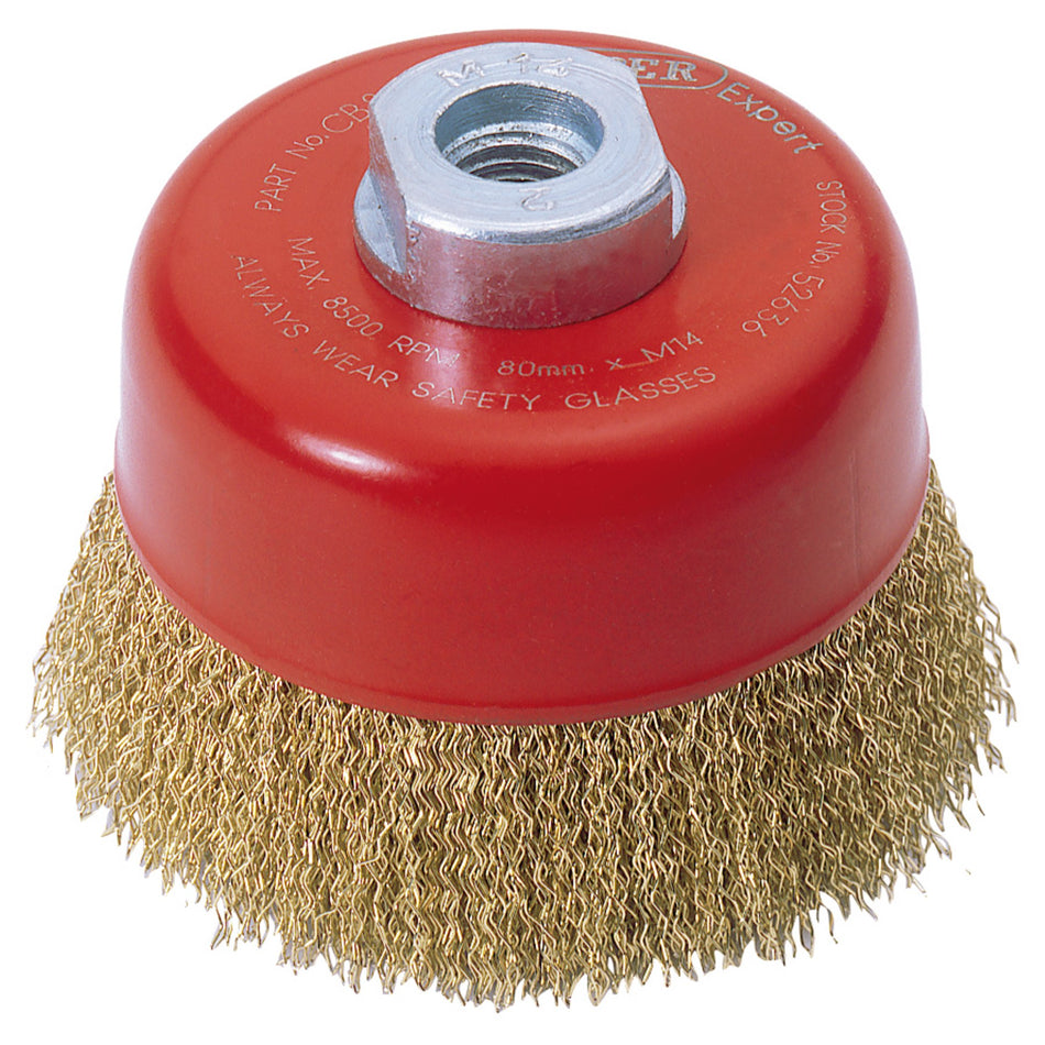 Draper 52636 Draper Expert Crimped Wire Cup Brush, 80mm, M14