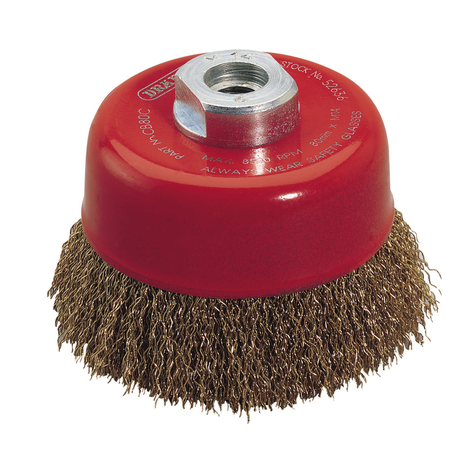 Draper 52636 Draper Expert Crimped Wire Cup Brush, 80mm, M14